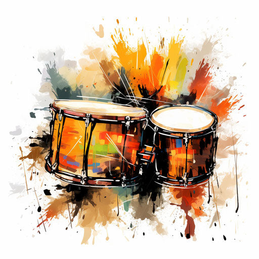 High-Res 4K Drum Clipart in Impressionistic Art Style
