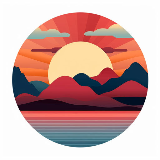 4K Vector Sunset Clipart in Minimalist Art Style
