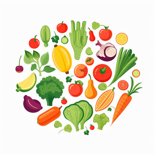 Healthy Food Clipart in Minimalist Art Style: 4K Vector & SVG