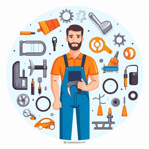 Mechanic Clipart: High-Def Vector in Minimalist Art Style & 4K