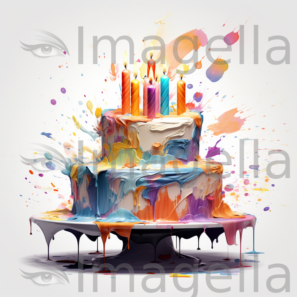 Happy Birthday Clipart in Impressionistic Art Style: Vector & 4K