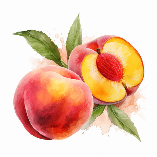 Peach Clipart in Oil Painting Style: Vector & 4K