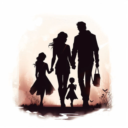 Family Clipart in Chiaroscuro Art Style: 4K Vector & SVG