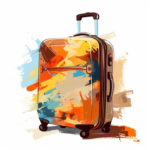 4K Vector Luggage Clipart in Oil Painting Style