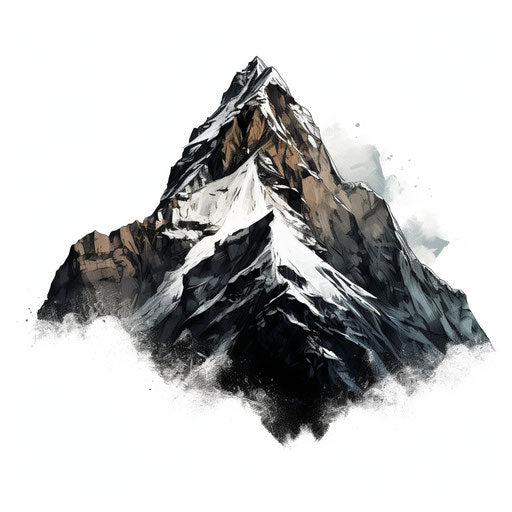 4K Vector Mountain Clipart in Chiaroscuro Art Style