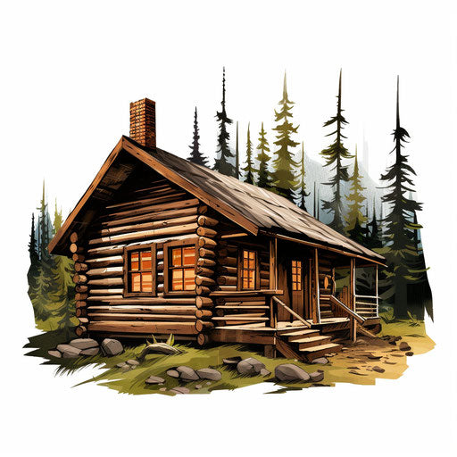 Cabin Clipart in Chiaroscuro Art Style: 4K, Vector & SVG Clipart