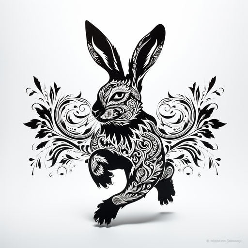 Rabbit, Hare Silhouette Drawn in Various Lines of Black Color. Linear  Style, Tattoo Stock Illustration - Illustration of farm, line: 171464948
