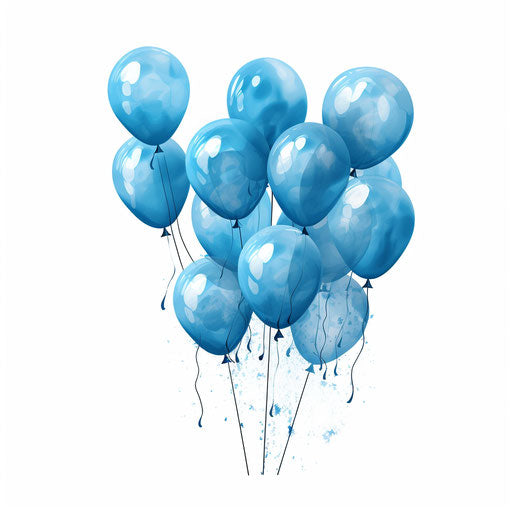 Impressionistic Art Style Blue Balloons Png Clipart: 4K Vector Art