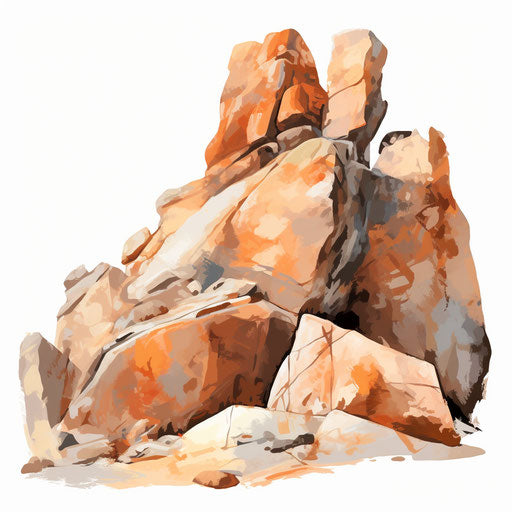 Impressionistic Art Style Rock Clipart: 4K Vector Art