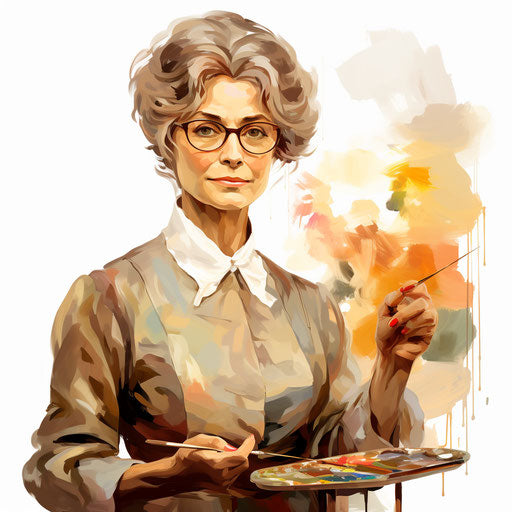 Teacher Png Clipart in Oil Painting Style: 4K & SVG
