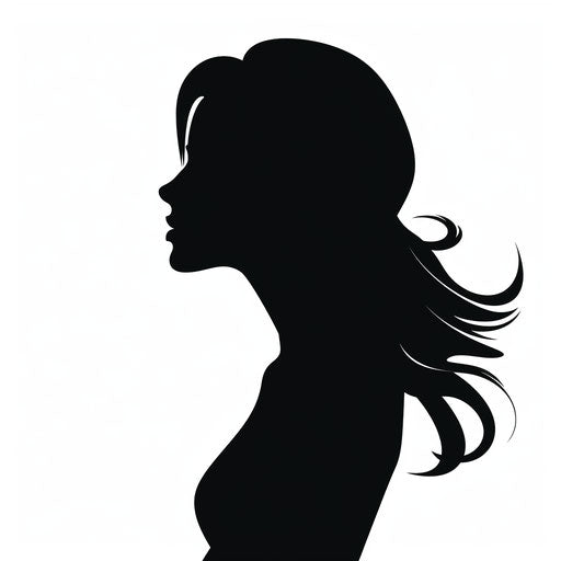 Female Silhouette Outline Clipart in Minimalist Art Style Art: High-Res 4K & Vector