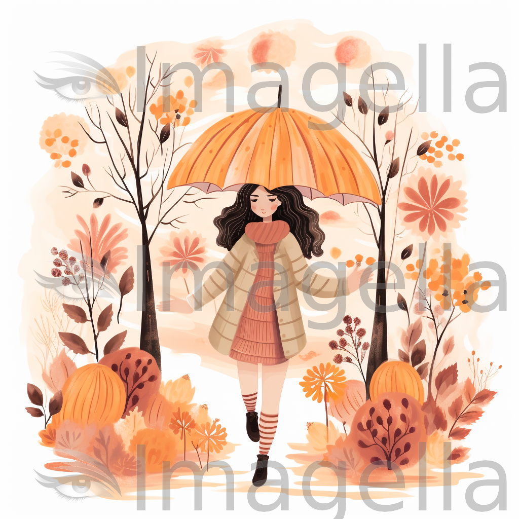 Autumn Clipart in Pastel Colors Art Style: Vector & 4K