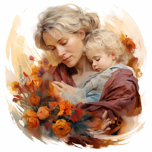 Mother Clipart: 4K & Vector in Oil Painting Style