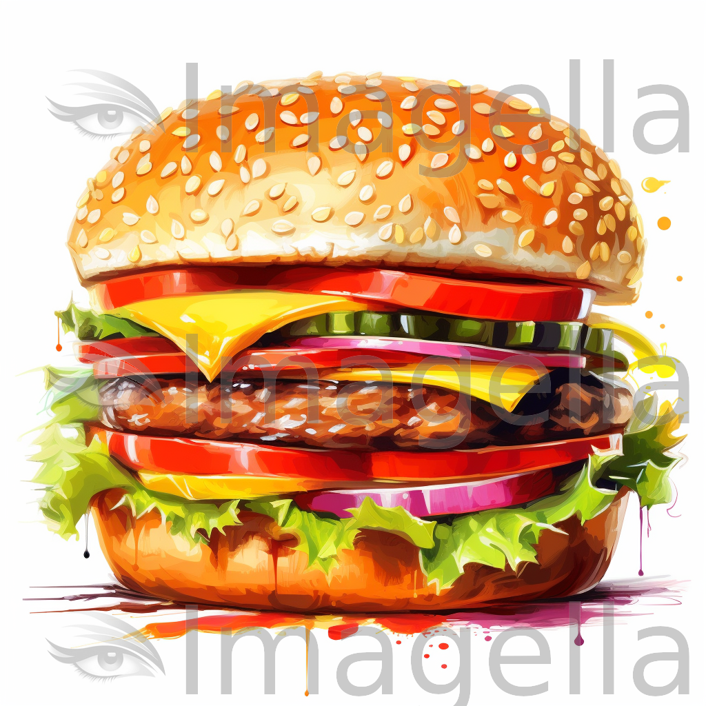 Hamburger Clipart in Oil Painting Style: Vector & 4K