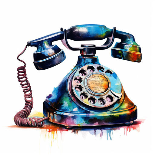 Telephone Clipart in Oil Painting Style: 4K Vector & Stencils