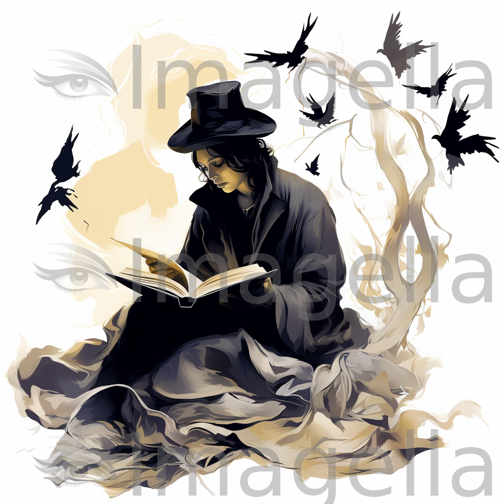 4K Poetry Clipart in Chiaroscuro Art Style: Vector & SVG