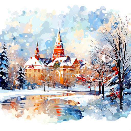 4K Vector Snow Clipart in Impressionistic Art Style