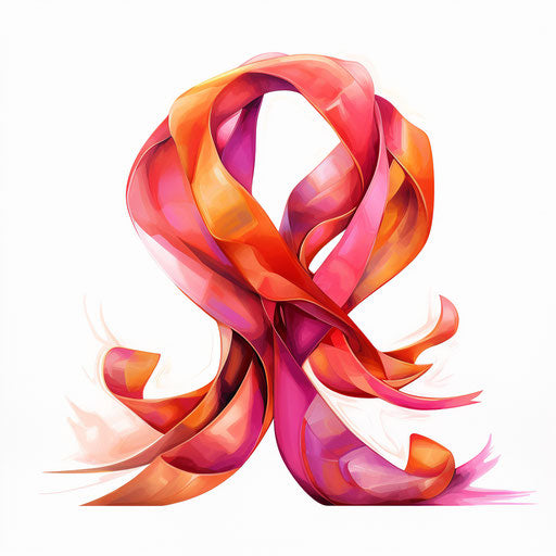 Cancer Ribbon Clipart in Oil Painting Style: 4K & Vector