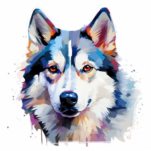 Husky Clipart in Impressionistic Art Style: 4K & SVG