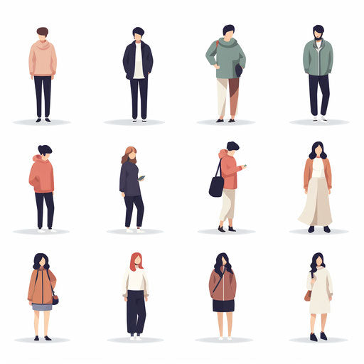 People Clipart in Minimalist Art Style Artwork: 4K Vector & PNG
