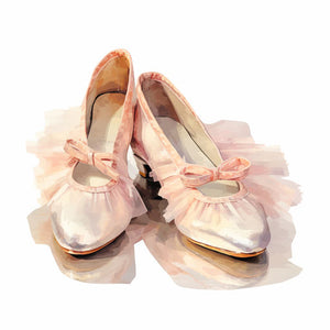4K Vector Ballet Shoes Clipart in Impressionistic Art Style