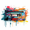 Cassette Tape Clipart in Impressionistic Art Style: 4K & Vector