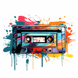 Cassette Tape Clipart in Impressionistic Art Style: 4K & Vector