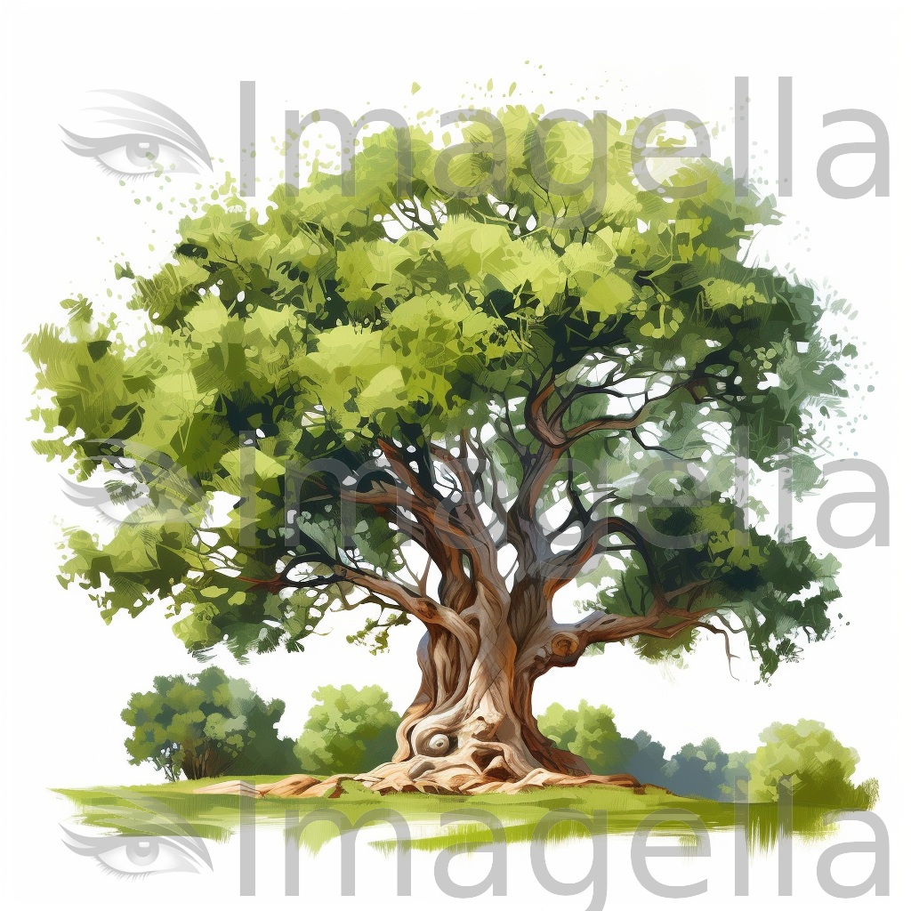 Tree Clipart in Oil Painting Style: 4K & SVG