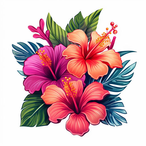 Chiaroscuro Art Style Hawaiian Flower Clipart: 4K Vector Art