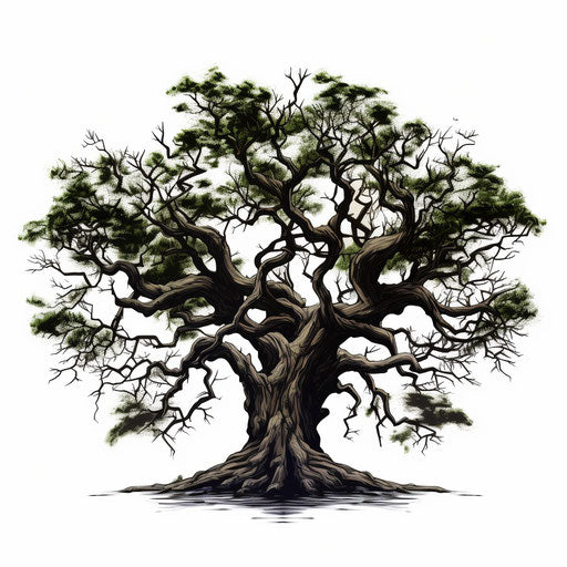 Tree Clipart in Chiaroscuro Art Style: 4K & SVG