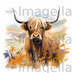 4K Vector Highland Cow Clipart in Impressionistic Art Style