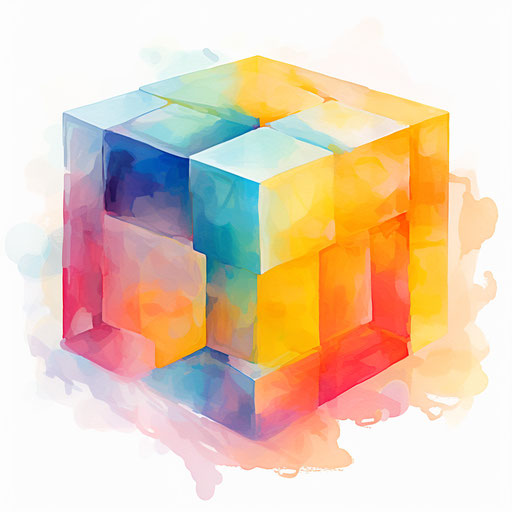 Cube Clipart in Impressionistic Art Style: 4K Vector & Stencils