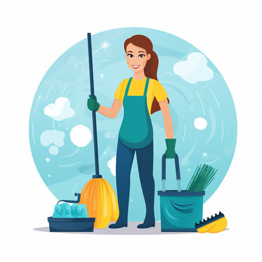Cleaning Clipart in Minimalist Art Style: 4K Vector & SVG