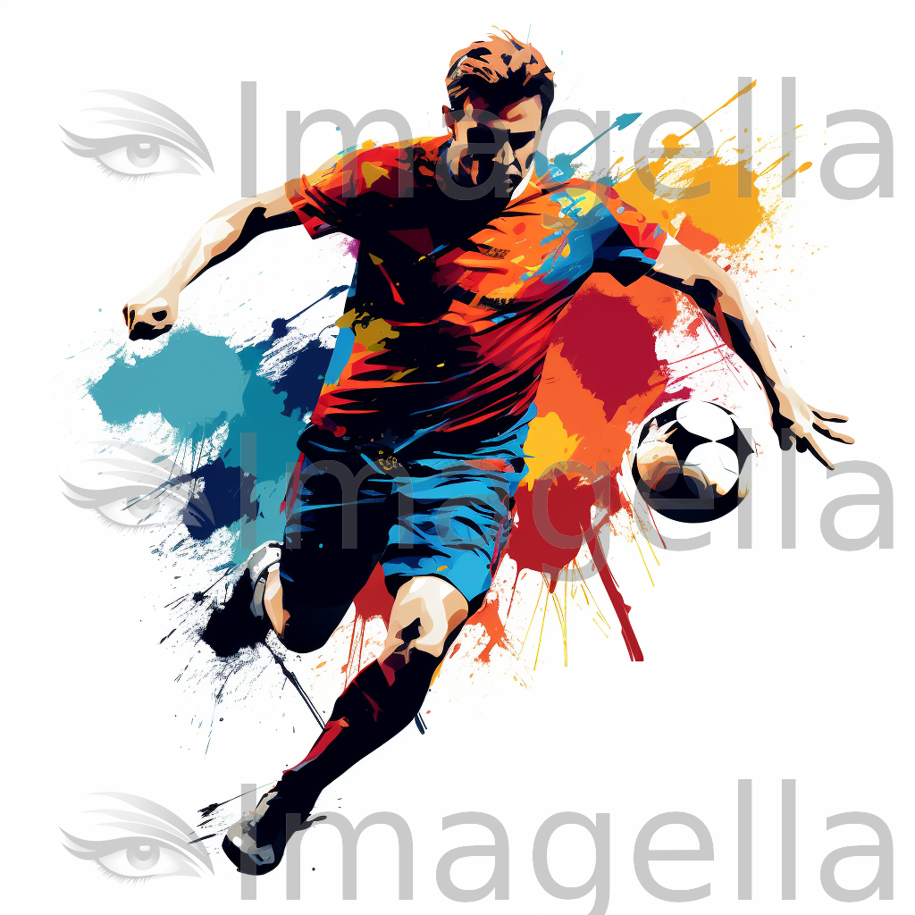 Soccer Player Clipart in Chiaroscuro Art Style: Vector & 4K
