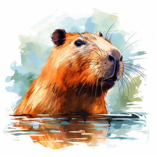 Capybara Clipart in Impressionistic Art Style: 4K & Vector