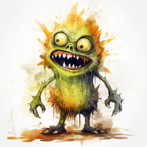 Monster Clipart in Oil Painting Style: 4K Vector Clipart