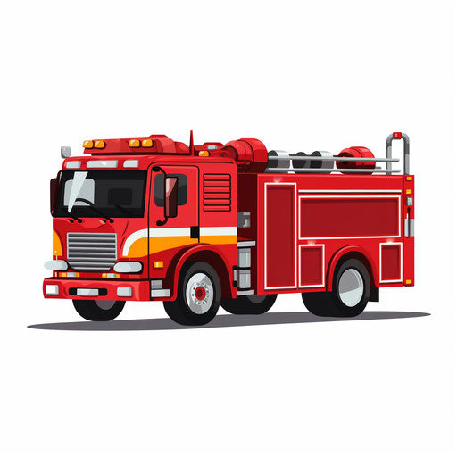 Minimalist Art Style Fire Engine Clipart: 4K & Vector Art