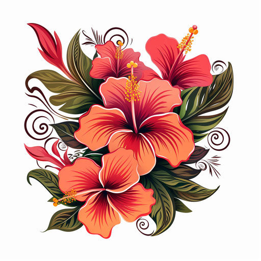Hawaiian Flower Clipart in Chiaroscuro Art Style: Vector & 4K