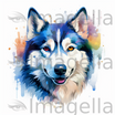 4K Vector Husky Clipart in Impressionistic Art Style