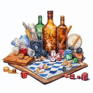 4K Vector Board Games Clipart in Oil Painting Style