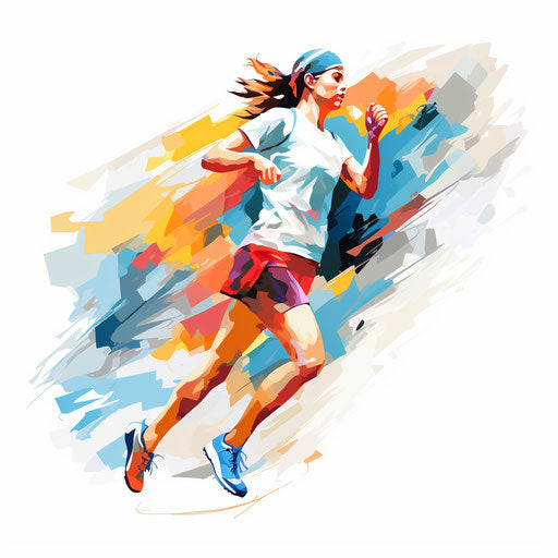 4K Vector Jogging Clipart in Impressionistic Art Style