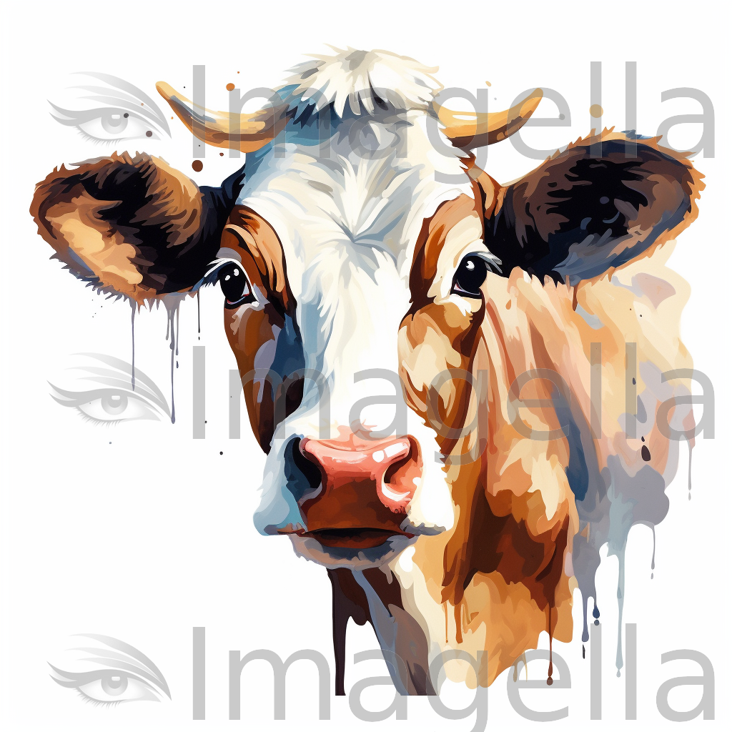 Cow Clipart in Impressionistic Art Style: Vector & 4K