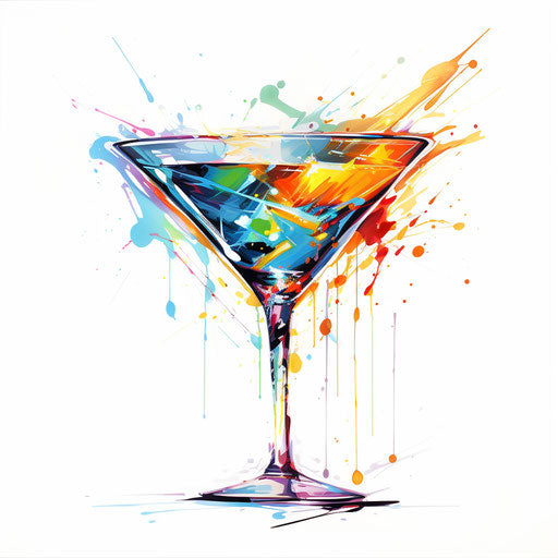 4K Vector Martini Glass Clipart in Oil Painting Style