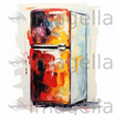 Refrigerator Clipart in Oil Painting Style: 4K & SVG