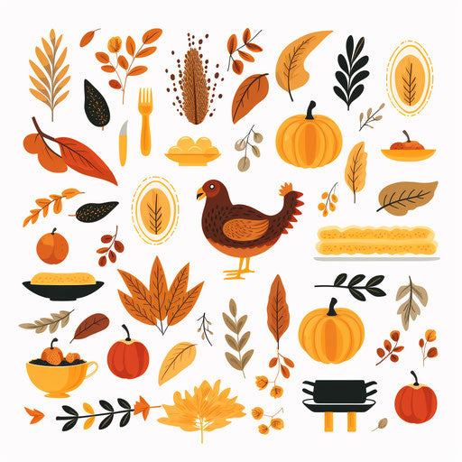 Thanksgiving Images Clipart in Minimalist Art Style: 4K & SVG