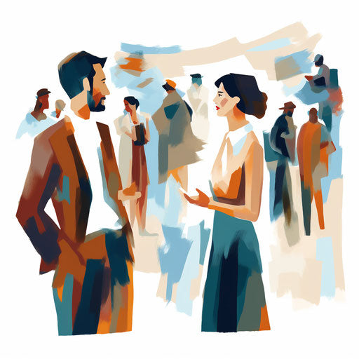 Impressionistic Art Styled People Talking Graphics: Vector, 4K