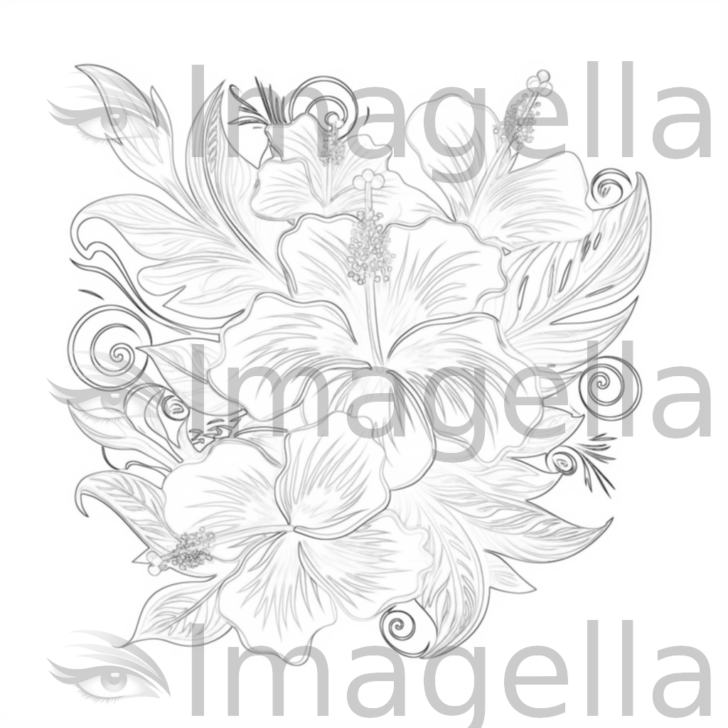 Hawaiian Flower Clipart in Chiaroscuro Art Style: Vector & 4K