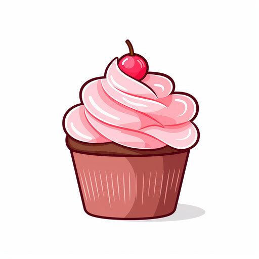 Cupcake Clipart in Minimalist Art Style: High-Def Vector & 4K