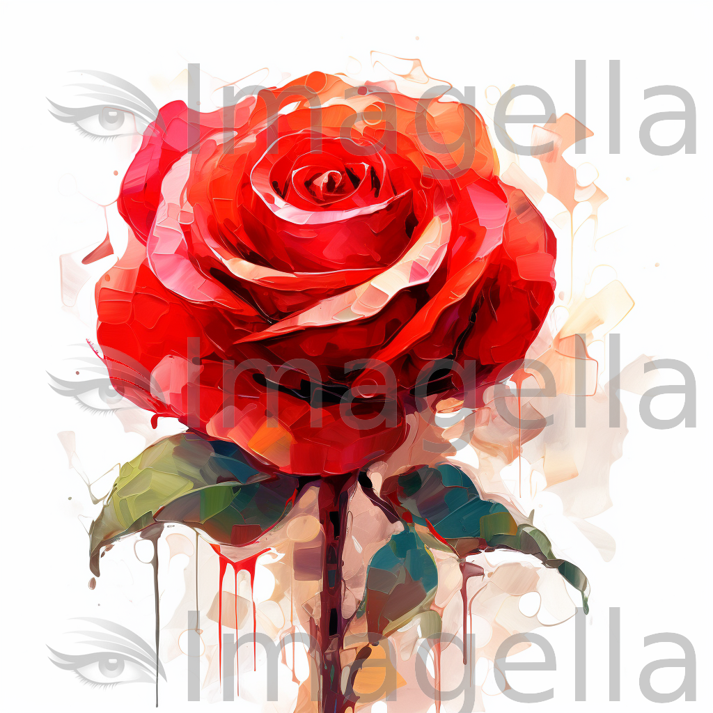 4K Red Rose Clipart in Impressionistic Art Style: Vector & SVG