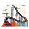 4K Vector Roller Coaster Clipart in Minimalist Art Style